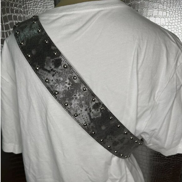 Per Se Faux Snake Skin Silver Gray Leather Belt Ladies Size XL - Picture 6 of 7